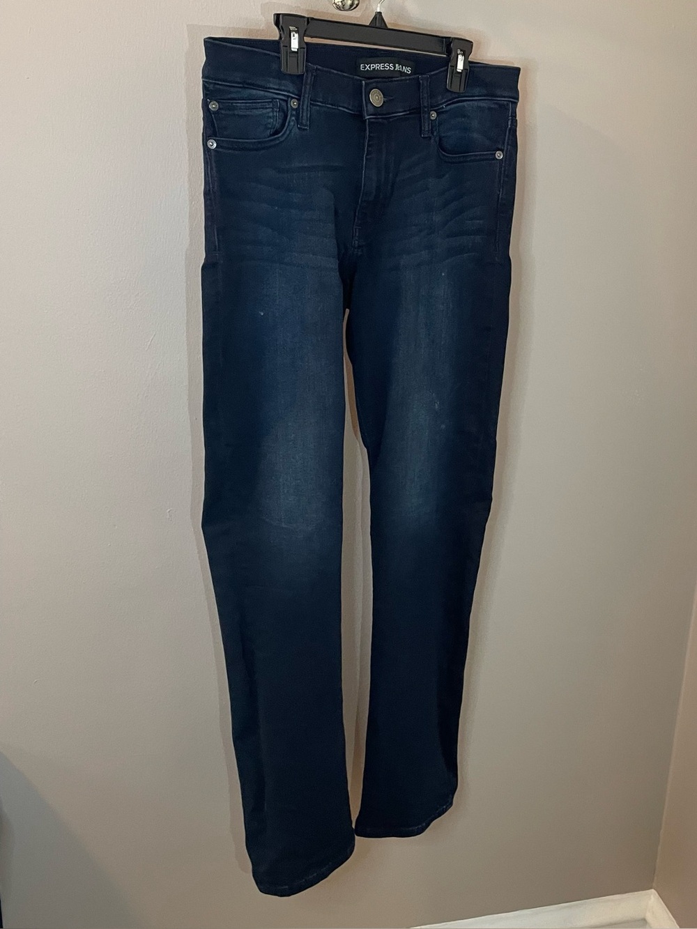 Express Jeans - Exp SuperSoft Dark Blue Slim Fit Barely Boot Jeans 10R